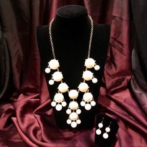 Statement Necklace and Earring Set in Cream, NWOT